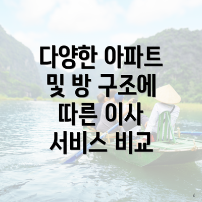 다양한 아파트 및 방 구조에 따른 이사 서비스 비교