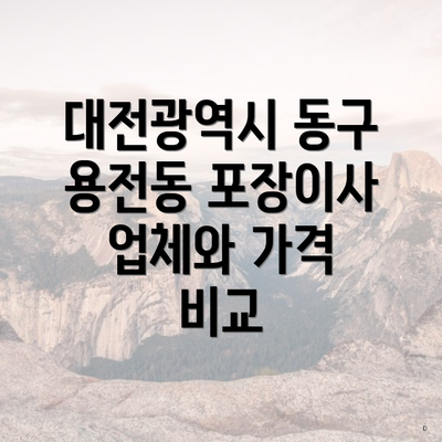 대전광역시 동구 용전동 포장이사 업체와 가격 비교