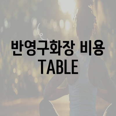 반영구화장 비용 TABLE