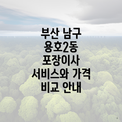 부산 남구 용호2동 포장이사 서비스와 가격 비교 안내