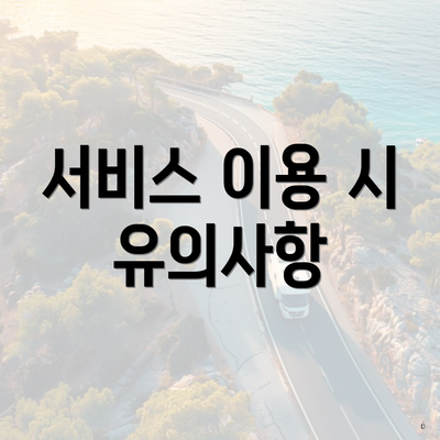 서비스 이용 시 유의사항