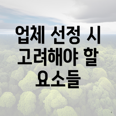 업체 선정 시 고려해야 할 요소들