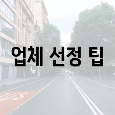 업체 선정 팁