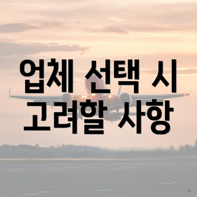 업체 선택 시 고려할 사항