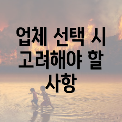 업체 선택 시 고려해야 할 사항