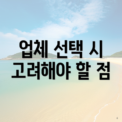 업체 선택 시 고려해야 할 점