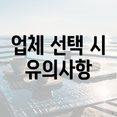 업체 선택 시 유의사항