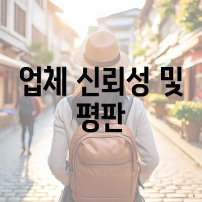 업체 신뢰성 및 평판