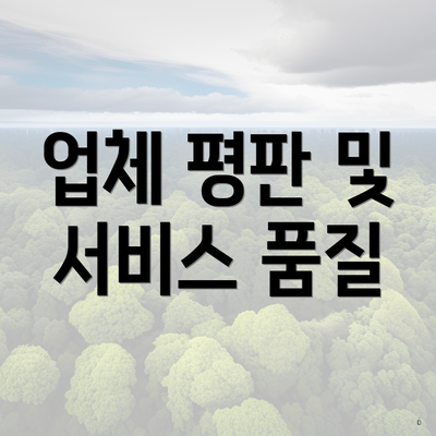 업체 평판 및 서비스 품질