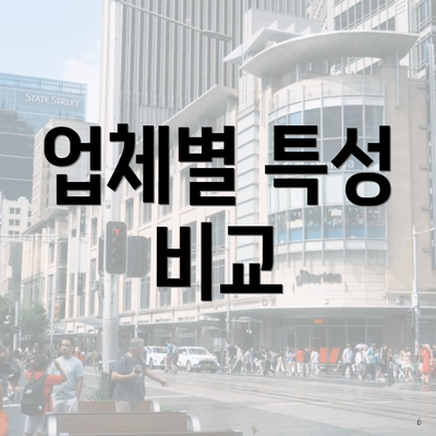 업체별 특성 비교