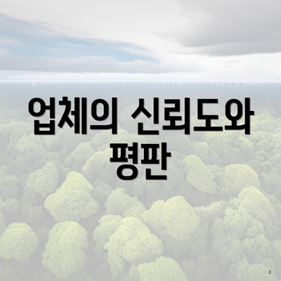 업체의 신뢰도와 평판