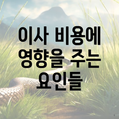 이사 비용에 영향을 주는 요인들