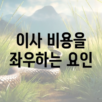 이사 비용을 좌우하는 요인