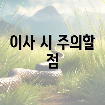 이사 시 주의할 점