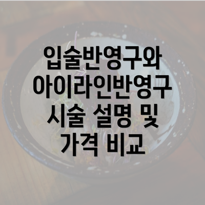 입술반영구와 아이라인반영구 시술 설명 및 가격 비교