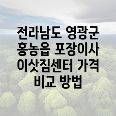 전라남도 영광군 홍농읍 포장이사 이삿짐센터 가격 비교 방법