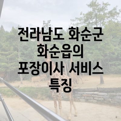 전라남도 화순군 화순읍의 포장이사 서비스 특징