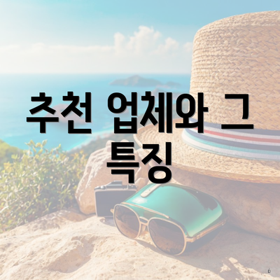 추천 업체와 그 특징