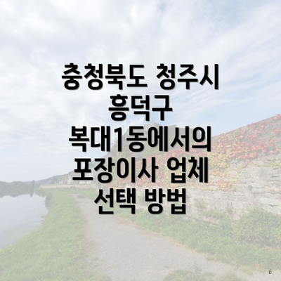 충청북도 청주시 흥덕구 복대1동에서의 포장이사 업체 선택 방법