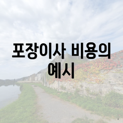 포장이사 비용의 예시