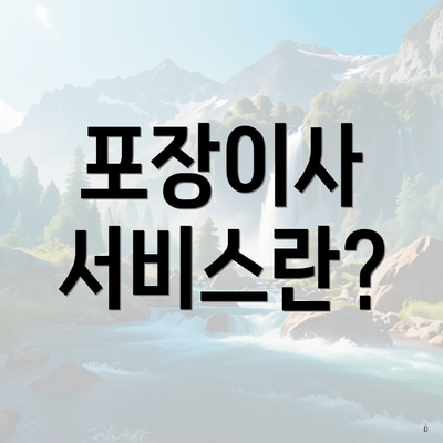 포장이사 서비스란?