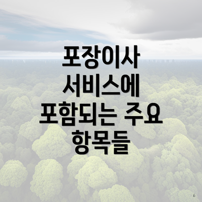 포장이사 서비스에 포함되는 주요 항목들