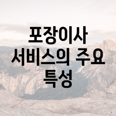 포장이사 서비스의 주요 특성