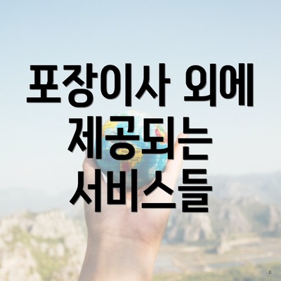 포장이사 외에 제공되는 서비스들