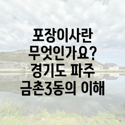 포장이사란 무엇인가요? 경기도 파주 금촌3동의 이해