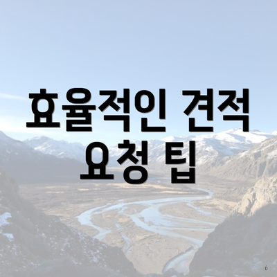 효율적인 견적 요청 팁