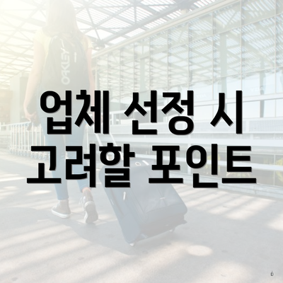 업체 선정 시 고려할 포인트