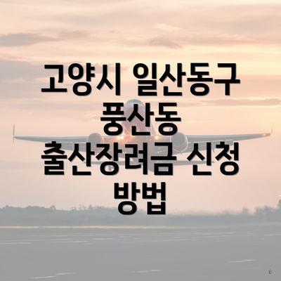 고양시 일산동구 풍산동 출산장려금 신청 방법