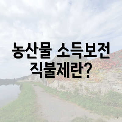 농산물 소득보전 직불제란?