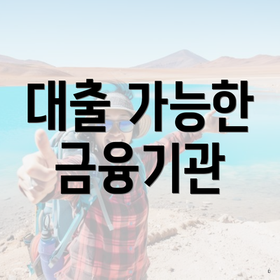 대출 가능한 금융기관