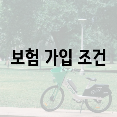 보험 가입 조건