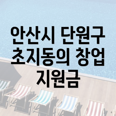 안산시 단원구 초지동의 창업 지원금