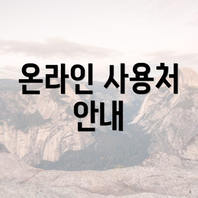 온라인 사용처 안내