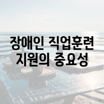 장애인 직업훈련 지원의 중요성