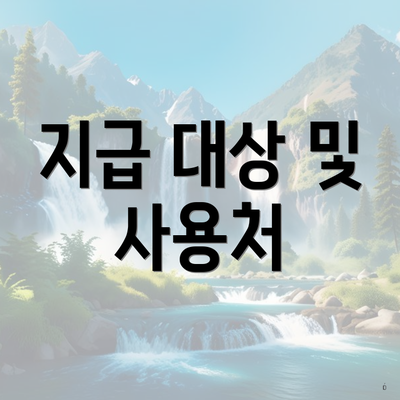 지급 대상 및 사용처