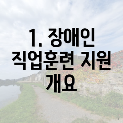 1. 장애인 직업훈련 지원 개요
