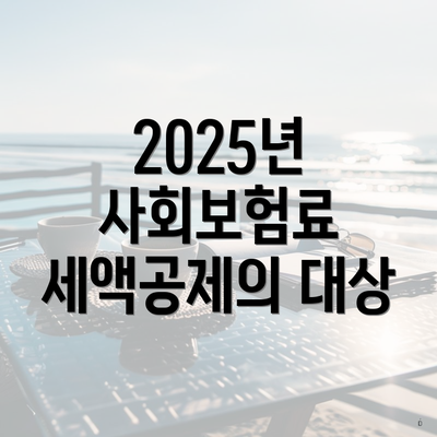 2025년 사회보험료 세액공제의 대상