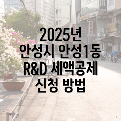 2025년 안성시 안성1동 R&D 세액공제 신청 방법