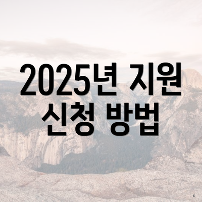 2025년 지원 신청 방법
