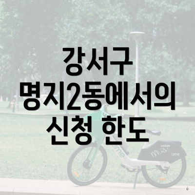 강서구 명지2동에서의 신청 한도
