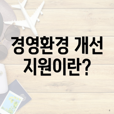 경영환경 개선 지원이란?