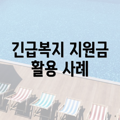 긴급복지 지원금 활용 사례