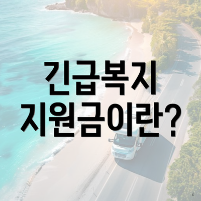 긴급복지 지원금이란?