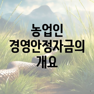 농업인 경영안정자금의 개요