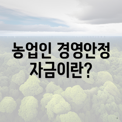 농업인 경영안정자금이란?