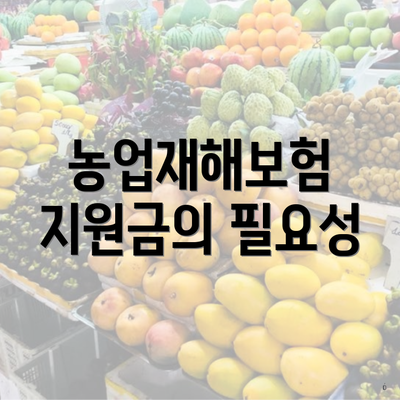 농업재해보험 지원금의 필요성
